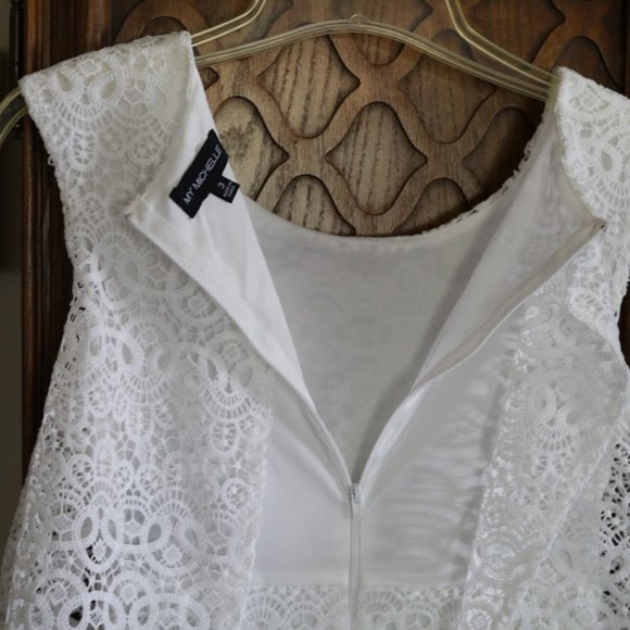 MY MICHELLE Sleeveless Lace Overlay Popover A-line Dress NWT! - White, Size 4 - Picture 9 of 16